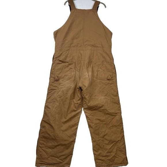 Carhartt Duck Bibs Men's 38x28 Insulated Quilt Lined Brown Workwear USA Made - Picture 3 of 16